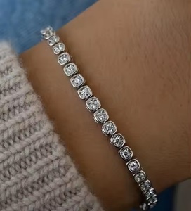 Pulsera DE TENIS Moissanite de diamante cultivado en laboratorio de oro blanco con diamante de corte redondo para regalo de aniversario - Product Image 2