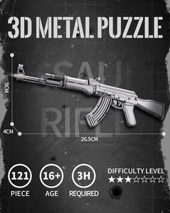 Piececool Modern <span class=keywords><strong>AK</strong></span> 47 Assault <span class=keywords><strong>Rifle</strong></span> 3D Metal Puzzle DIY Weapon Model Kit Collectible Display Gift Toy untuk Dewasa & Anak-anak - Product Image 5