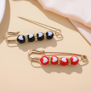 Jin Yu Heart Pearl Brooch 7.5x2cm Anti-Exposure Waistband <b>Pin</b> Stylish Commute Decorative Clothing Fixing <b>Pin</b> - Product Image 2