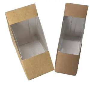صندوق شطائر ورقي مطبوع مخصص صندوق شطائر للاستعمال مرة واحدة مصنوع من ورق كرافت آمن على الغذاء مع نافذة شفافة