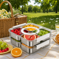Boîte de rangement pour collations, pratique, durable, empilable, avec couvercle à clip, compartimentée, pour les fêtes, les pique-niques, la maison, la cuisine, la présentation des aliments