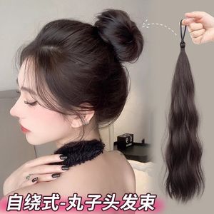 Wilderness Self-Tied Bun Hair <b>Tie</b> High Temperature Wire Fully Hand Woven Wig Ponytail For Miss Ancient Style Updo - Product Image 3