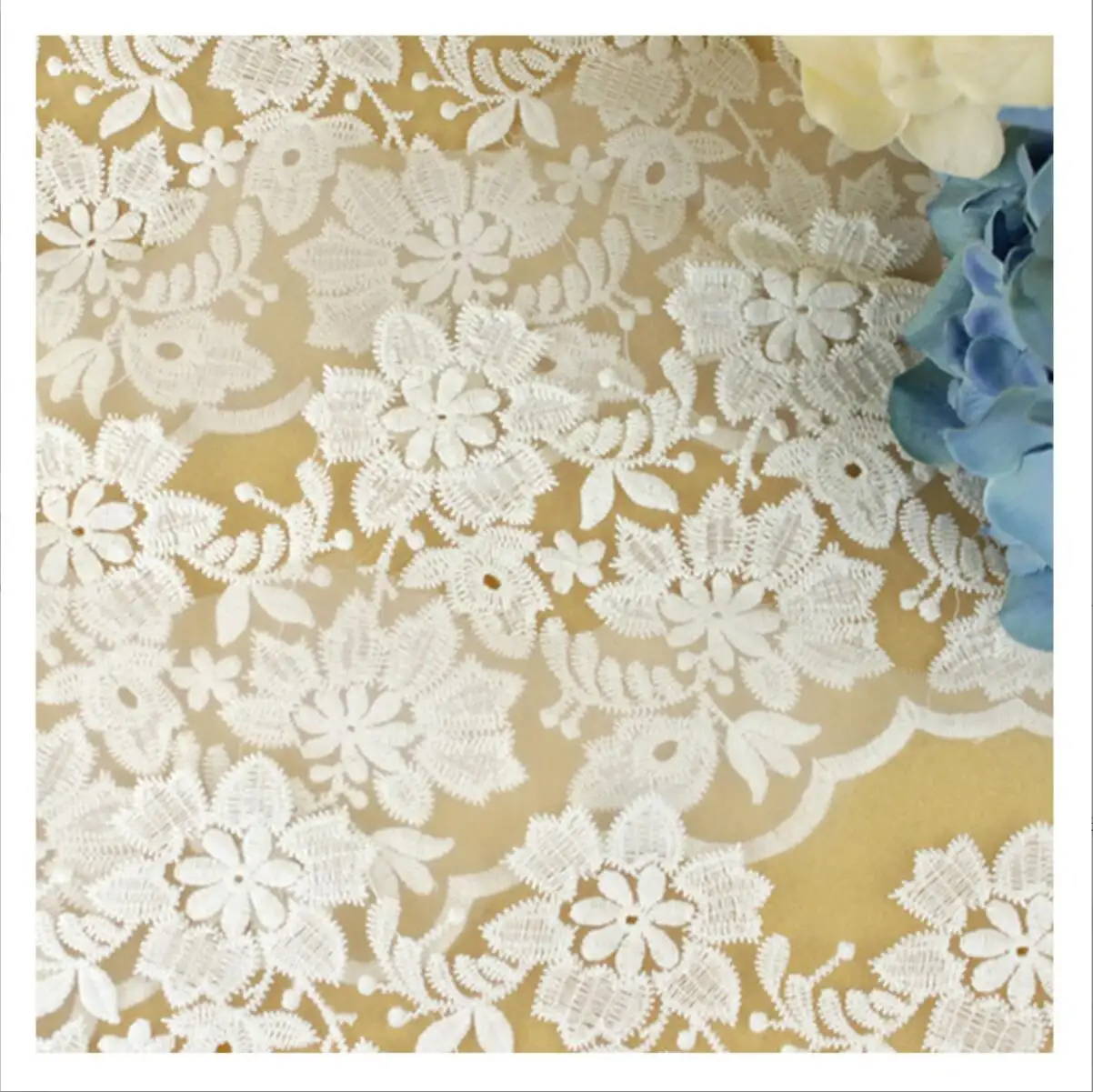 Elegant Organza Lace Embroidery Trimmed Fabric for Dresses & Bags - Wedding Dress Skirt Exclusive Supplier