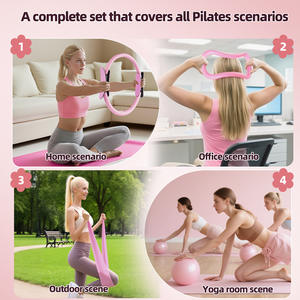 Juego de Pilates rosa con anillos de resistencia <span class=keywords><strong>para</strong></span> piernas, anillos de Pilates con bandas de resistencia Juego de Pilates <span class=keywords><strong>para</strong></span> <span class=keywords><strong>yoga</strong></span>-Juego de trece piezas - Product Image 6