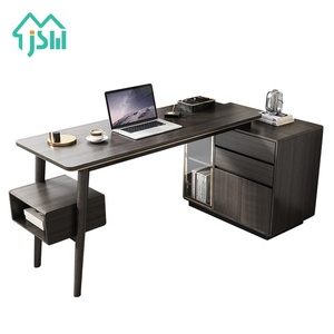 Luxury Modern Black Study Room Furniture Storage Cabinet <strong>Rotatable</strong> Computer Table <strong>Desk</strong> With Shelves - Product Image 6