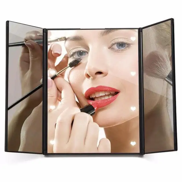 Индивидуальное складное карманное маленькое зеркало для макияжа квадратное большое розовое винтажное ручное зеркало для макияжа со светодиодом