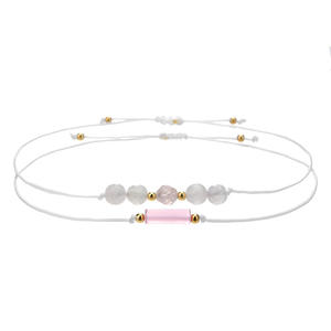 Nueva pulsera de piedra de cuentas tejida hecha a mano Simple amatista Ojo de Tigre Rosa cristal pareja amistad pulsera ajustable mujeres hombres - Product Image 4