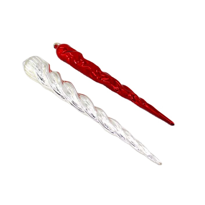 Transparent Christmas Tree hanging Ornament Glass Icicle Indoor Party Decoration Threaded Icicle With Warm Light Ornament