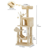 Arbre à chat multi-niveaux avec grande plateforme, niche, hamac et poteaux à gratter robustes en sisal pour chats d'intérieur