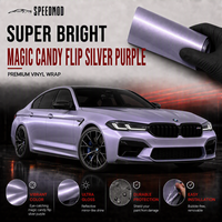 Film de protection PPF SPEEDMOD Magic Candy Flip Argent Violet Brillant Métallisé 7,5 mil TPU Auto-Réparant 1,52 m x 15 m Fournisseur en Gros