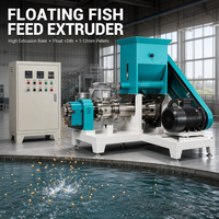 Extrudeuse d'aliments flottants pour poissons 40-60kg/h 380V, machine de fabrication de granulés pour aliments de poissons, crevettes, volailles et poulets pour usage agricole