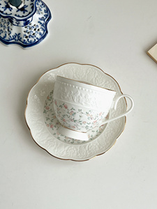 Tazza di ceramica trasparente chiara moderna britannica goffrata piccola tazza di caffè fresco elegante <span class=keywords><strong>per</strong></span> tè pomeridiano tazza singola - Product Image 3