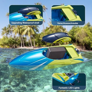 Bateau RC miniature haute vitesse 4DRC S4 2.4G pour enfants, 4 canaux, double hélice, télécommande, avec avertissement de batterie faible et lumières LED - Product Image 3