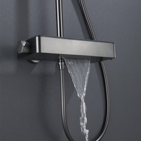 Ensemble de douche mural Azeta en métal avec mitigeur, système de douche pluie et cascade, ensemble complet pour salle de bain