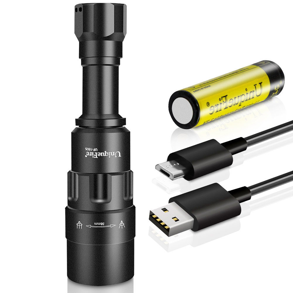 Trigger Flash Ricaricabile Per Caccia - Infrarossi 850/940 Nm E LED Bianco 10W Torcia Zoom UniqueFire 1605