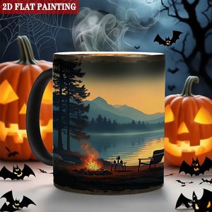 Custom Logo Promotional <b>Ceramic</b> <b>Cup</b> Frosted Black 11oz Heat Color Changing Magic Drinking Mug - Product Image 6