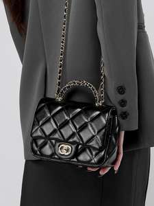 กระเป๋าถือถักสะพายข้างสำหรับผู้หญิงกระเป๋าเงินของนักช้อปกระเป๋าผ้าทอสำหรับผู้หญิงของตกแต่งโลโก้กระเป๋าถือลำลองหรูหราสองเส้นแบบเปิด - Product Image 3