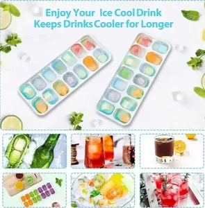 Zenidoo Moule à glaçons en silicone écologique, 14 cubes carrés, démoulage facile, pour cuisine, bar, boissons glacées DIY estivales - Product Image 5