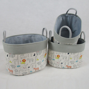 Household Cartoon Pattern Storage Baskets Fashion Design Fabric Storage Basket Baby Storage Basket With Handle For Toys