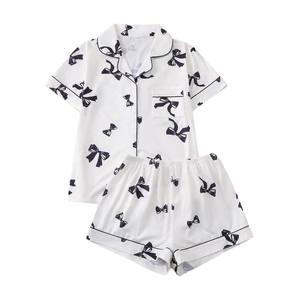 Pigiama da <span class=keywords><strong>donna</strong></span> <span class=keywords><strong>con</strong></span> elastico in vita in 2 pezzi, abbigliamento da notte <span class=keywords><strong>con</strong></span> <span class=keywords><strong>bottoni</strong></span> e pantaloni larghi <span class=keywords><strong>con</strong></span> Logo anteriore, abbigliamento estivo <span class=keywords><strong>con</strong></span> tasche - Product Image 5