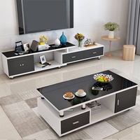 Meubles de maison modernes et simples, table basse de salon, meuble TV économique, 1,2 m/2 m, petit appartement, noir et blanc, rétractable