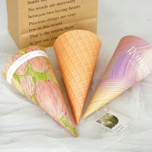 Thiết kế mới dày các tông độc đáo Ice Cream Cone Hình dạng hoa gói giấy cho món quà bó hoa - Product Image 1