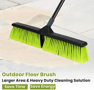 Heavy Duty Broom Brush with 63 Long Handle for Deck <strong>Patio</strong> Driveway Garage Warehouse Shop Floor Sweeping &amp; <strong>Scrubbing</strong> - Product Image 6