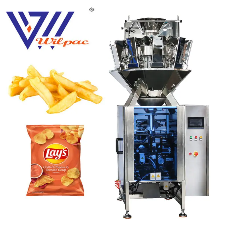 Máquina de embalagem vertical multifuncional para travesseiros, sacola com enchimento e vedação automática para banana e batata, chips e banana, multifuncional