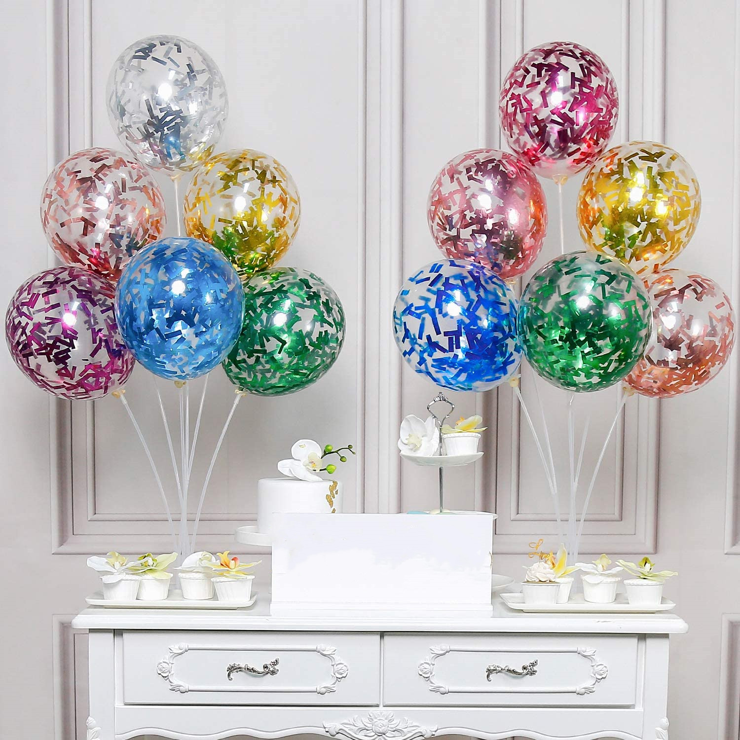 High Transparent  Glitter long Confetti Balloons 12 In Colorful Sequin Glittering  Baloons for Confetti Wedding Birthday