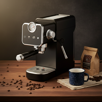 Machine à expresso électrique semi-automatique avec écran tactile, manomètre 15 bars, mousseur à lait, pour 2 tasses, usage domestique