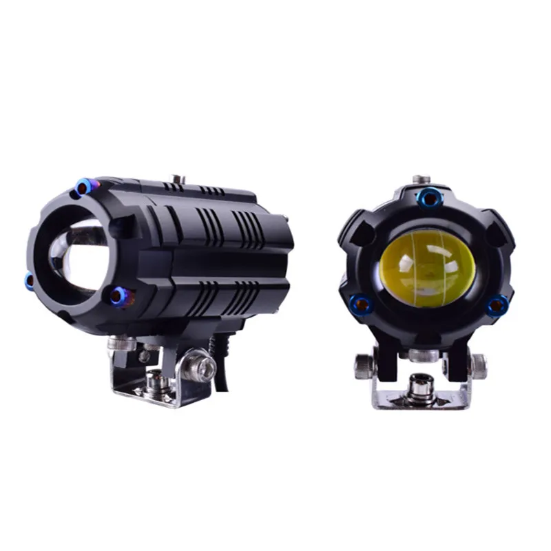 LED motorcycle headlight waterproof dual color mini driving light auxiliary lights spotlights motorcycle indicator lights