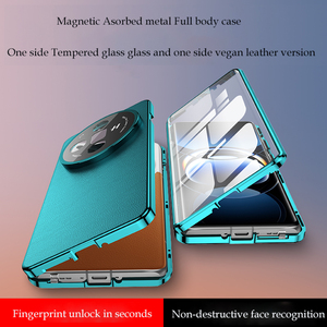 360 Protection magnétique métal verre trempé Flip cuir couverture pour <span class=keywords><strong>Oppo</strong></span> Find X8 X7 X6 X5 Pro / X7 Ultra / Find X8 - Product Image 5