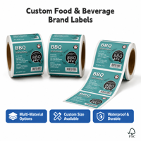 Étiquettes alimentaires holographiques écologiques imperméables pour fruits, biscuits, hamburgers, en-cas, sandwichs, pour l'industrie de la restauration, autocollantes, en bouteille