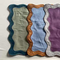 Nappe en lin 100 % naturel faite à la main avec logo personnalisé Ali Baba, bord brodé festonné, serviettes en lin pour hôtel et mariage