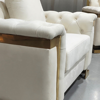 Ensemble de canapés de luxe 2025, style simple, fauteuil, causeuse, meubles de salon, paire avec coussins et décorations dorées