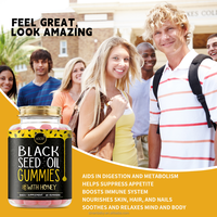 Gummies d'huile de cumin noir certifiées GMP en gros, au miel, pour adultes : soutien articulaire, digestion, brûleur de graisse, sans gluten