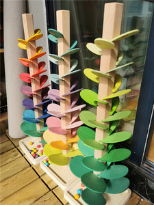 Jouets éducatifs en bois pour enfants, blocs de suivi de billes en marbre, arbres musicaux sonores arc-en-ciel, assemblage de pétales - Product Image 3