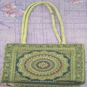 Bolso de seda Banarasi para mujer con contraste atractivo, monedero de seda hecho a mano indio, bolso bandolera para niña, bolso de brocado de seda Banarasi