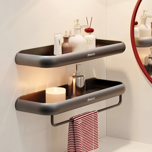 ZIWOO Scaffale portaoggetti da bagno di alta qualità, senza foratura, mensola a parete per lavabi, WC e lavandini - Product Image 1