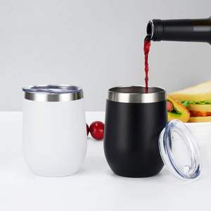 Thermal Insulated Mug 12oz Tumbler Wine Glasses Vacuum Insulated Stainless Steel Coffee Tumbler With <b>Lid</b> Wine - Product Image 6