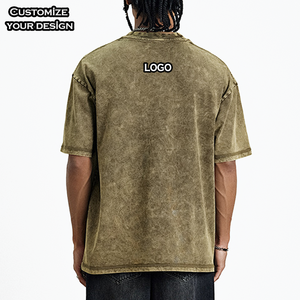 เสื้อยืดโอเวอร์ไซส์ทรงหลวม ผ้าคอตตอน 100% ลายพิมพ์เรียบ ซักย้อมสีแบบแอซิดวอช ดีไซน์วินเทจ สกรีนโลโก้ได้ตามต้องการ สำหรับผู้ชาย ขายส่ง - Product Image 2