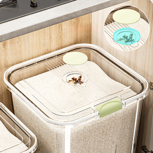 Wanuo 25kg công suất lớn kín gạo lưu trữ container chống ẩm chống côn trùng nhà bếp gạo container với bánh xe - Product Image 3