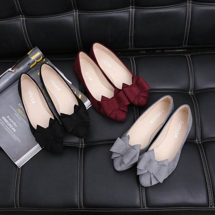 Wholesale Pointy Toe Women Shoes Flats Bow Tie Shoes Ballerina Women Low Heels Shoes