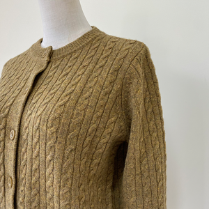 モンゴルファッションブラウン色女性用カーディガン分厚いケーブル<span class=keywords><strong>Merino</strong></span>ウールニットセーター - Product Image 3