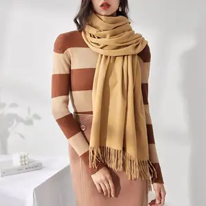 New trending cashmere shawl plain pashmina shawl scarf European and American style luxury polyester women's scarf