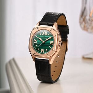 OEM Custom-Made Fashionable Ladies Watch with Green Square Face Stainless Steel and Leather Band Boutique Design Processing - Product Image 1