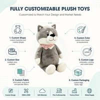 Boneka Husky Kustom Berkualitas Tinggi, Mainan Hewan Plush Lembut untuk Dekorasi, OEM ODM, Hadiah Boneka Serigala Plushie yang Dipersonalisasi