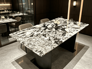 Table à manger rectangulaire moderne en quartzite bleu montagne naturel de luxe, table à manger en marbre de luxe pour villa, maison, hôtel - Product Image 5