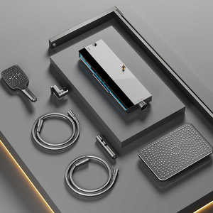 Đồng chải gốm hiển thị kỹ thuật số hộ gia đình tắm đầu thiết lập mềm mưa phun mô hình ống vuông áp lực tắm thiết bị - Product Image 5