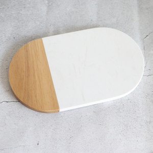 Eco-friendly Multiuso Ovale <span class=keywords><strong>In</strong></span> Legno di Acacia E il Taglio del <span class=keywords><strong>Marmo</strong></span> Bordo Piatto da Portata - Product Image 4